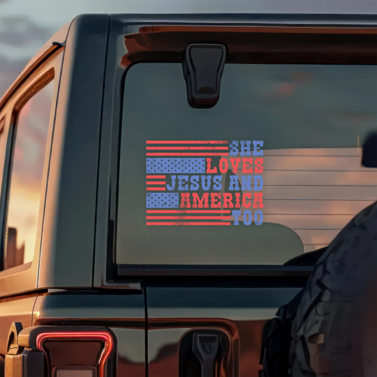 Personalised She Loves Jesus And America Too Car Window Decal Sticker LM32 897945