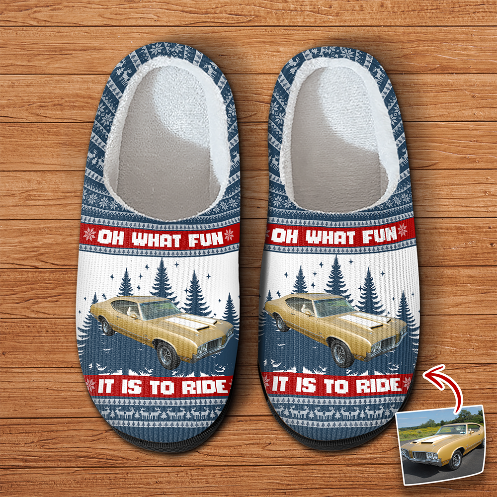Custom Car Photo Oh What Fun It Is To Ride For Men Slippers Gift For Car Lovers HA75 898142