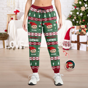 Custom Pet Photo With Festive Ugly Patterns - Personalized Sweatpants CH07 899502