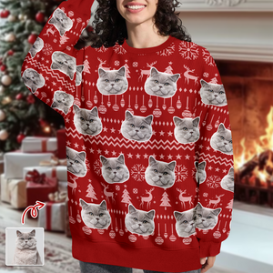 Custom Cat Photo Have A Pawesome Christmas Ugly Sweater TH10 896293