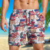 Custom Photo US Flag With Hawaii Pattern Man Beach Shorts, Father's Day Gift, For Dad HO82 894054