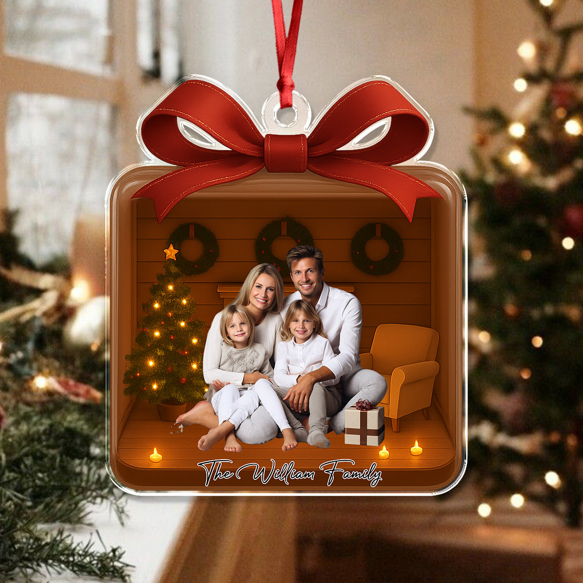 Custom Photo Family Is A Gift 3D Effect Acrylic Ornament Christmas Gift LM32 895799