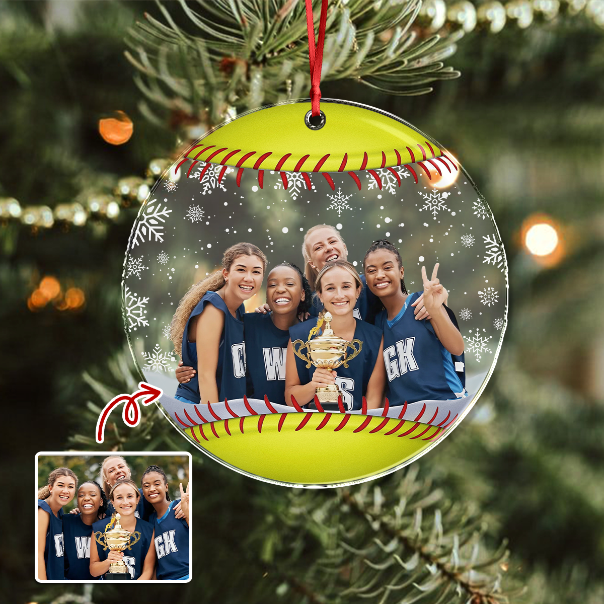 Custom Photo Baseball Team Softball Team Christmas Acrylic Ornament Gift HA75 897140