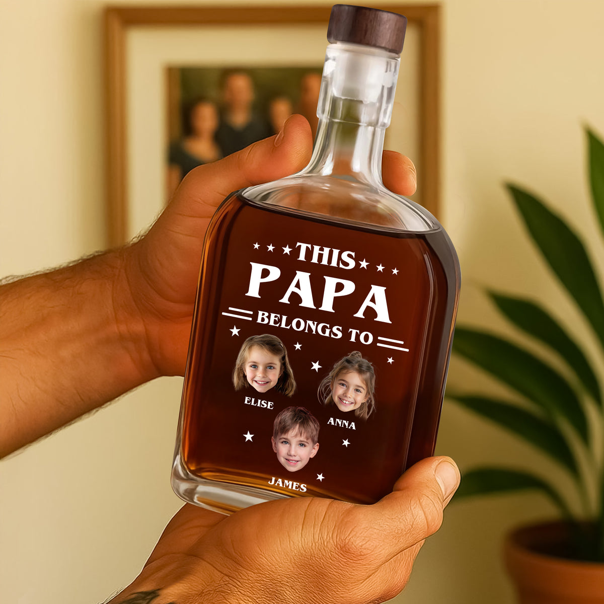 This Papa Is Powered By Love - Family Personalized Custom Whiskey Bottle - Father's Day, Gift For Dad, Grandpa HO82 894076