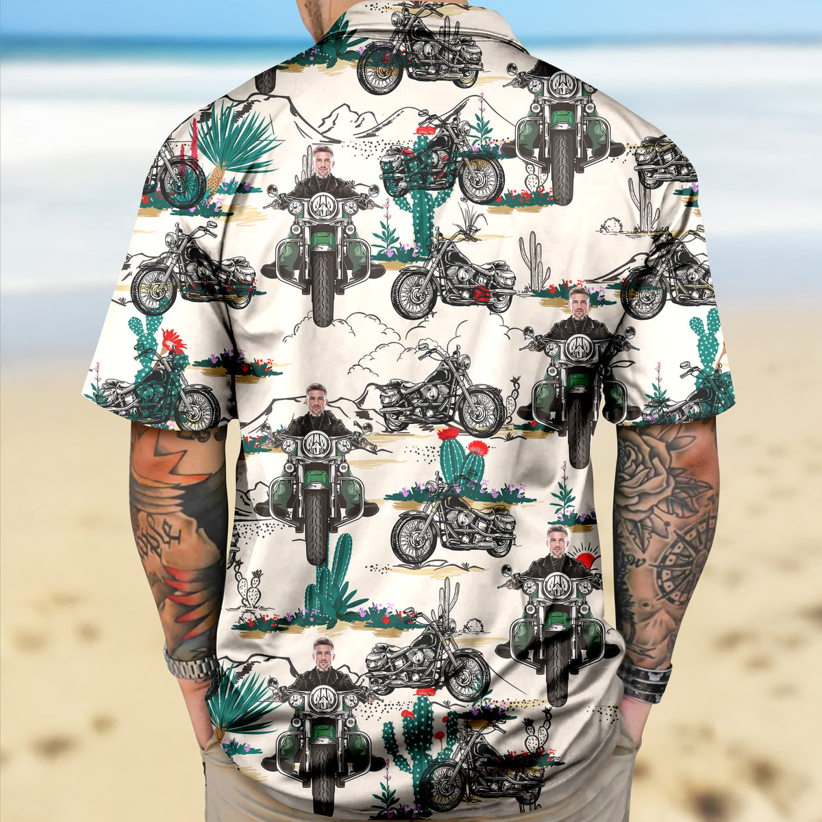 Custom Photo Motorcycle Familly Hawaii Shirt Gift for Dad, Boyfriend, Husband HO82 893752