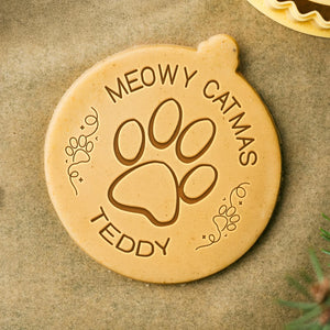 Personalized Dog Cat Name Merry Christmas, Merry Woofmas, Meowy Christmas Cookie Stamp HA75 898350