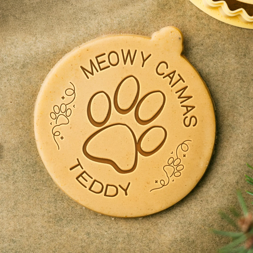 Personalized Dog Cat Name Merry Christmas, Merry Woofmas, Meowy Christmas Cookie Stamp HA75 898350