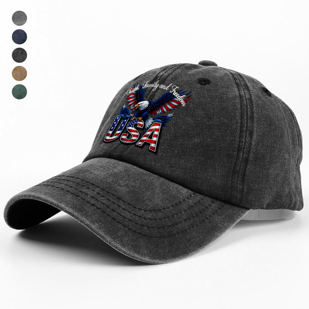 Faith, Family & Freedom America 250 Years Washed Denim Baseball Cap LM32 897353