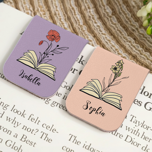 Custom Leather Birth Flower  Leather Magnetic Bookmark For Book Lovers CH07 899518