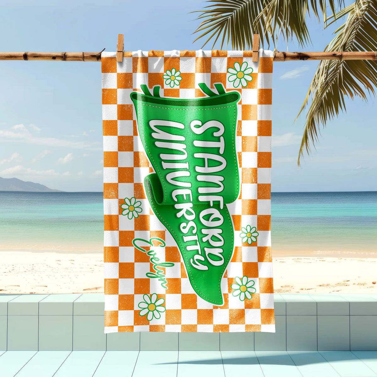 Personalized University And Name Pennant Beach Towel – Graduation Gift TH10 169733
