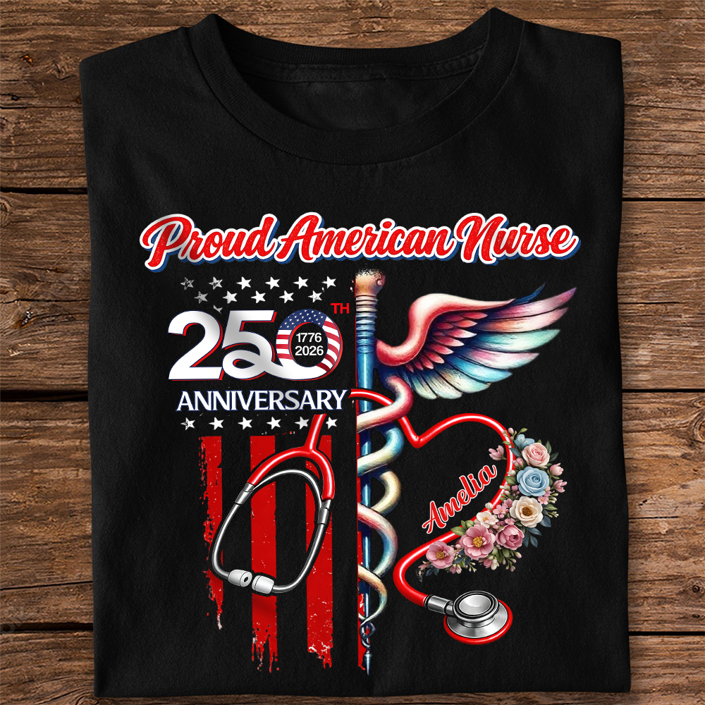 Custom Name Proud American Nurse With US 250 Dark Shirt HO82 901290