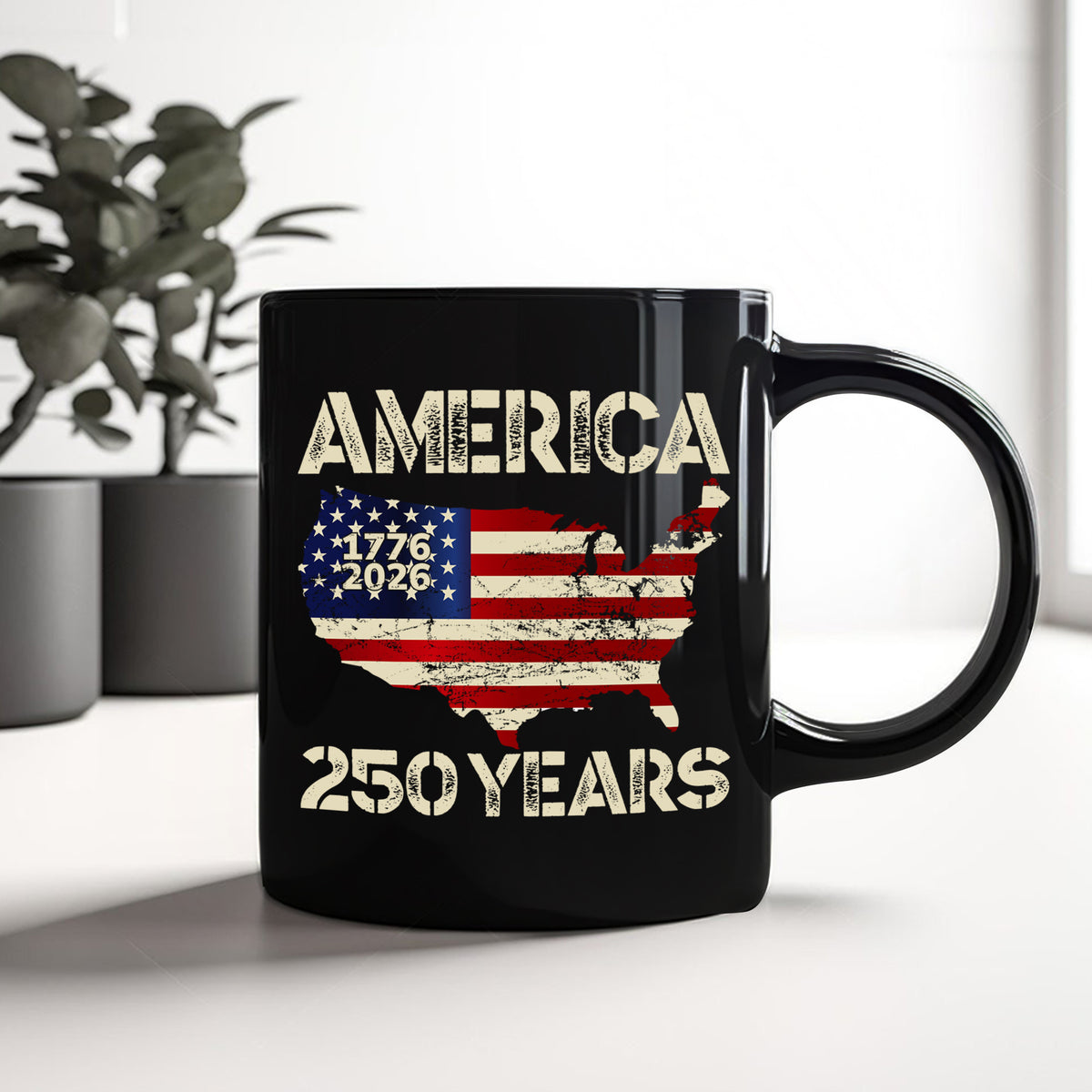 250 Years America Anniversary 250th Independence Day Black Mug HA75 897354