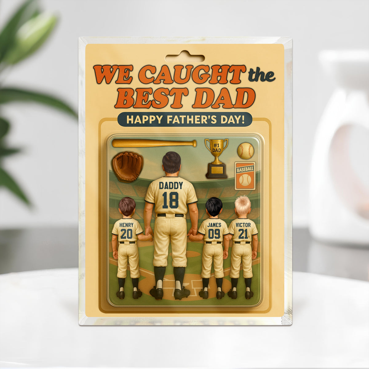 We Caught the Best Dad Baseball Figure Acrylic Block Plaque Personalized Gift For Father's Day HO82 893810