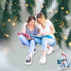 Custom Photo A Guy Addicted To Reading Books Acrylic Ornament For Book Lovers HO82 894740