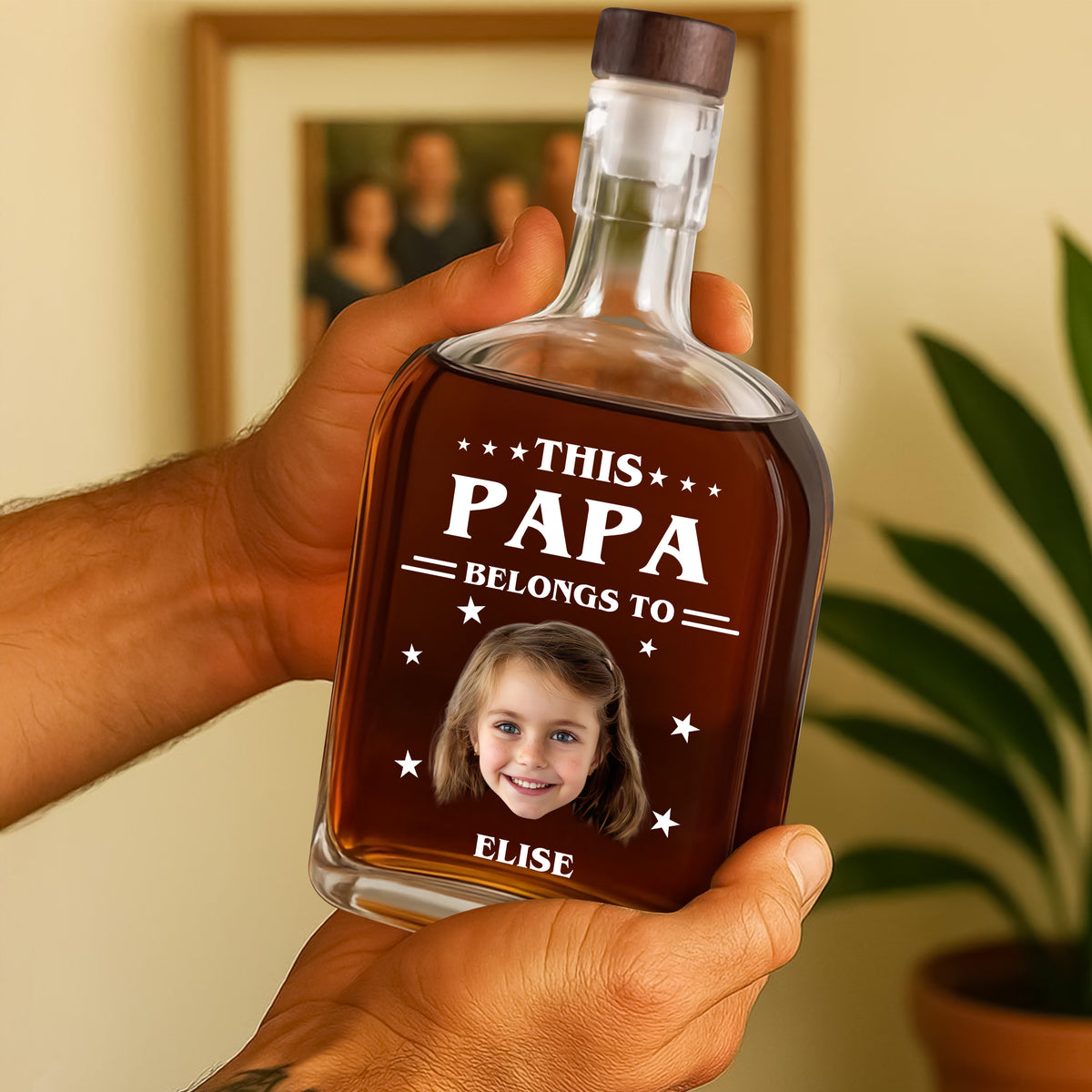 This Papa Is Powered By Love - Family Personalized Custom Whiskey Bottle - Father's Day, Gift For Dad, Grandpa HO82 894076