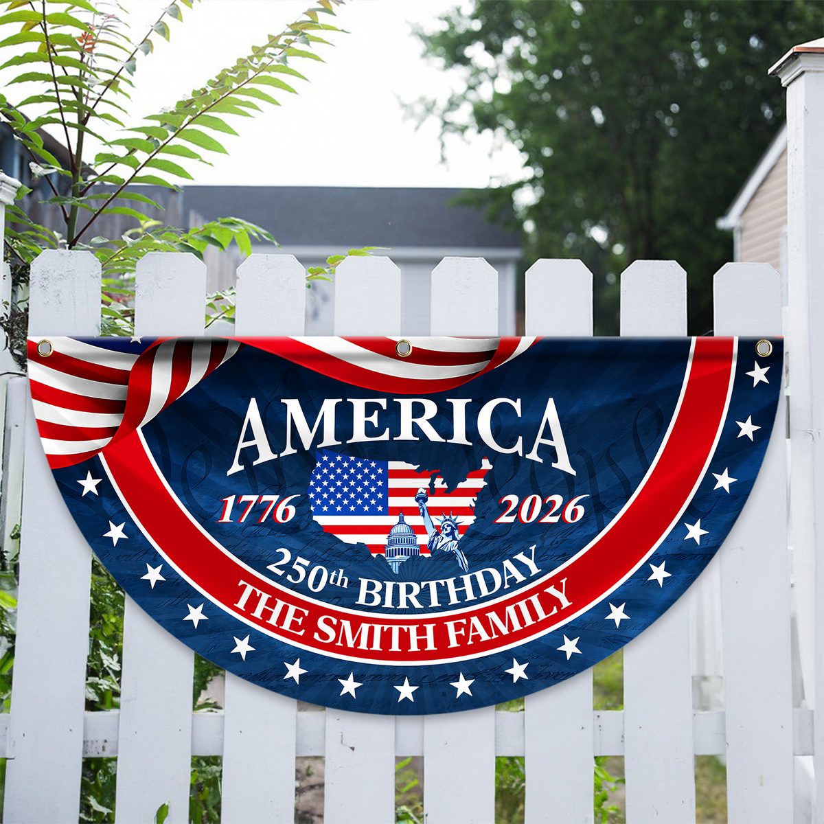 Custom Family Name America Birthday 1776-2026 Non-Pleated Fan Flag TH10 898745