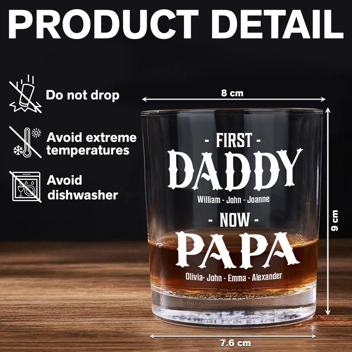 Personalized First Dad Now Grandpa Whiskey Glass Gift For Father's Day TH10 169611
