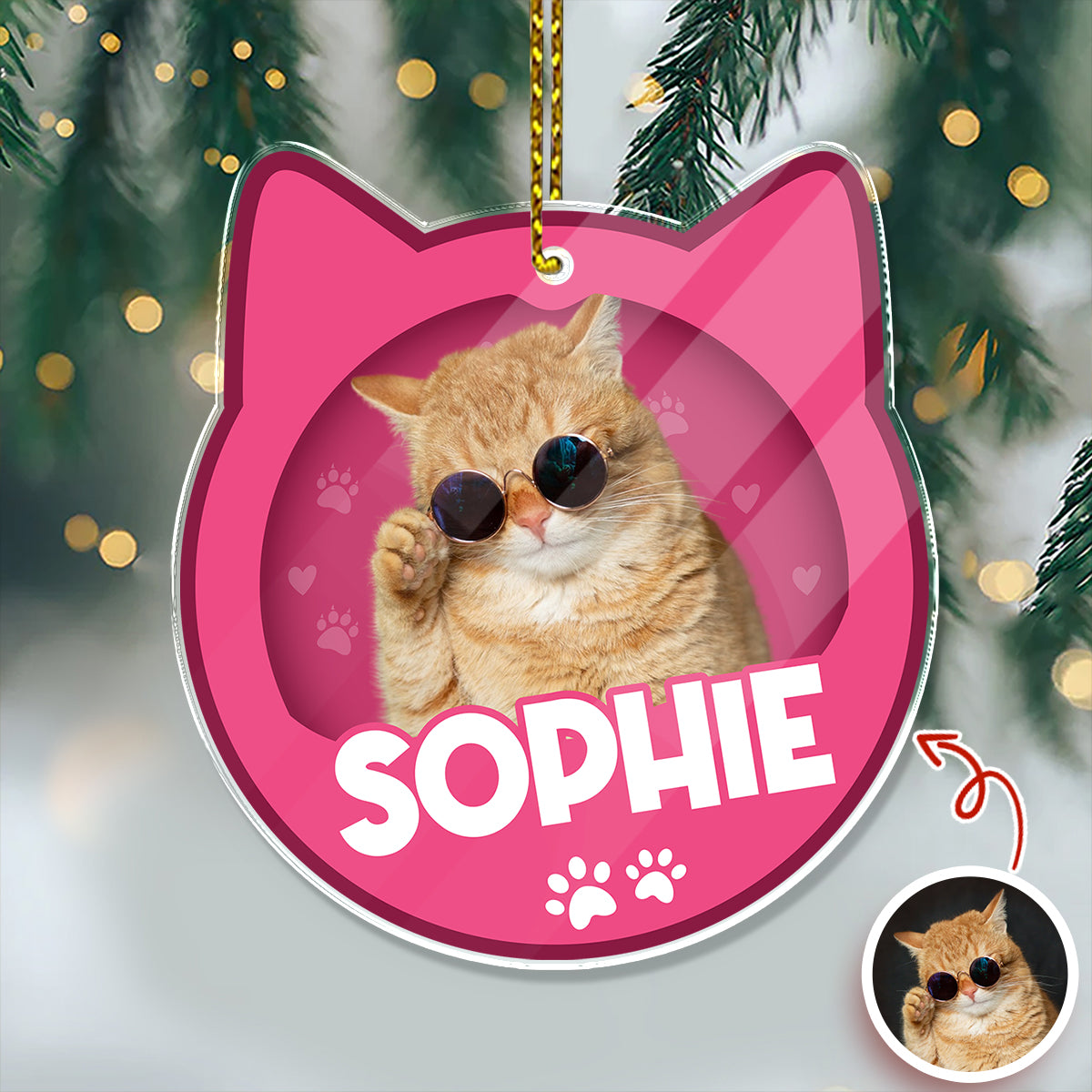 Custom Furry Baby Cat Photo - Personalized Acrylic Ornament Gift For Cat Lovers CH07 899104