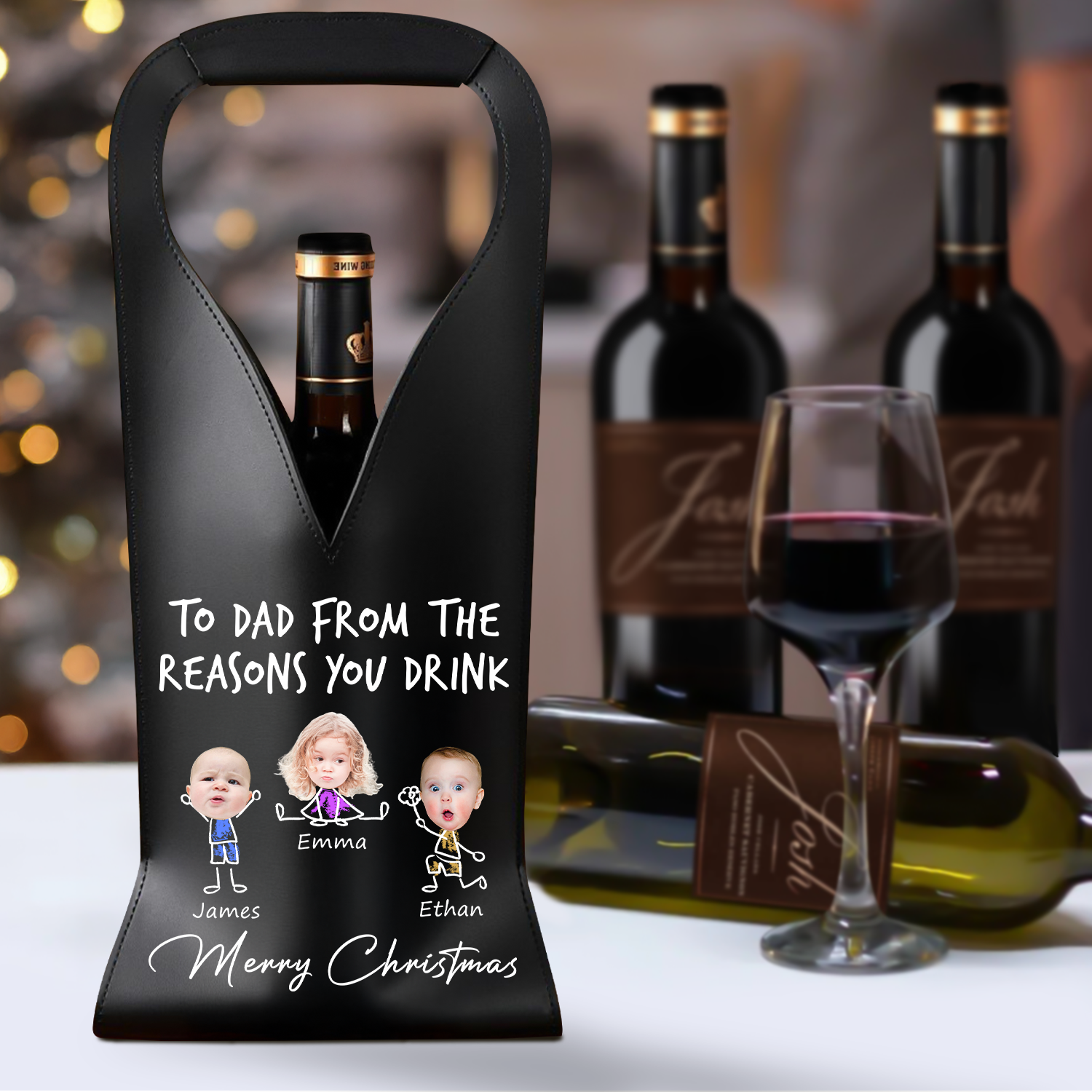 Custom Photo From The Reasons You Drink Leather Wine Bag HA75 892908