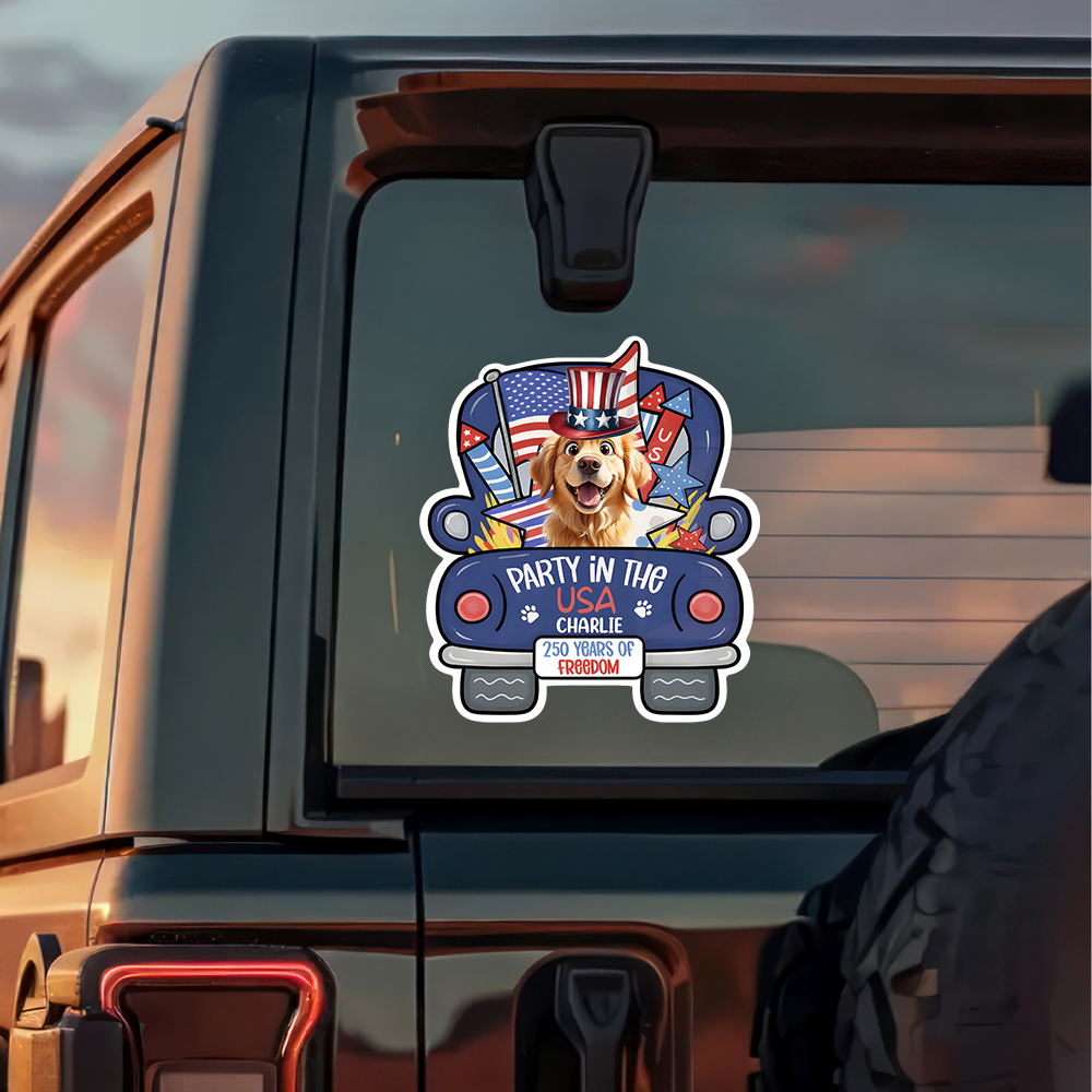 Personalized Pawty In The USA 250 Years Of Freedom Car Window Decal Sticker TH10 169435