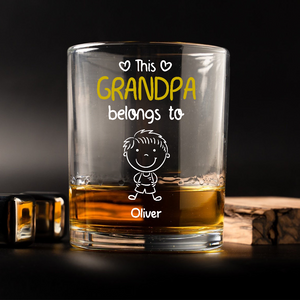 This Grandpa Belongs To Us Whiskey Glass Personalized Gift For Family HO82 894762
