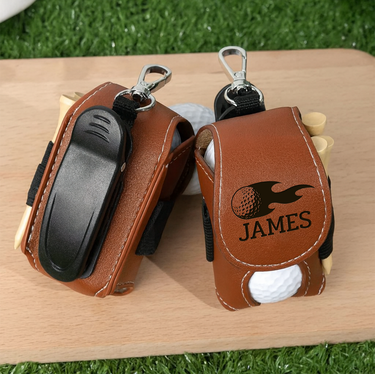 Custom Name Leather Golf Ball Bag Gift For Golfer Lovers CH07 899328