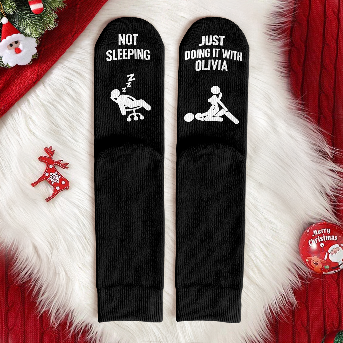 Personalized Funny Adult Not Sleeping Couple Crew Socks, Gift For Husband & Boyfriend HO82 903534