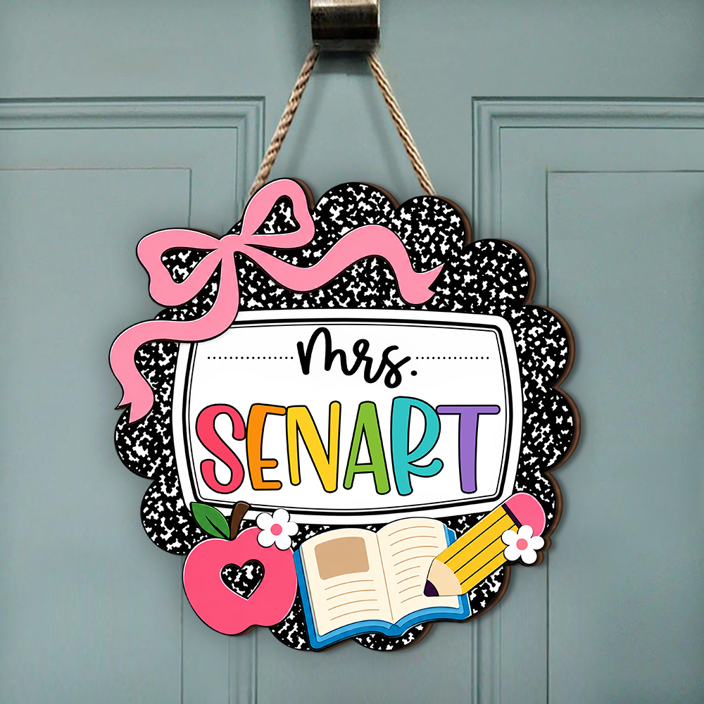 Custom Teacher Name Door Sign – Personalized Classroom Welcome Decor for Teachers TH10 170313