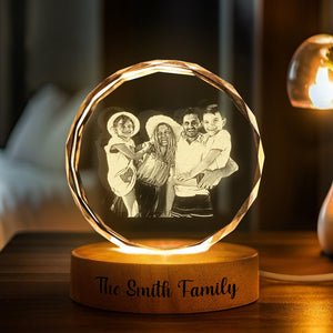 Custom Family Photo Engraved Crystal Photo With Light HA75 898206