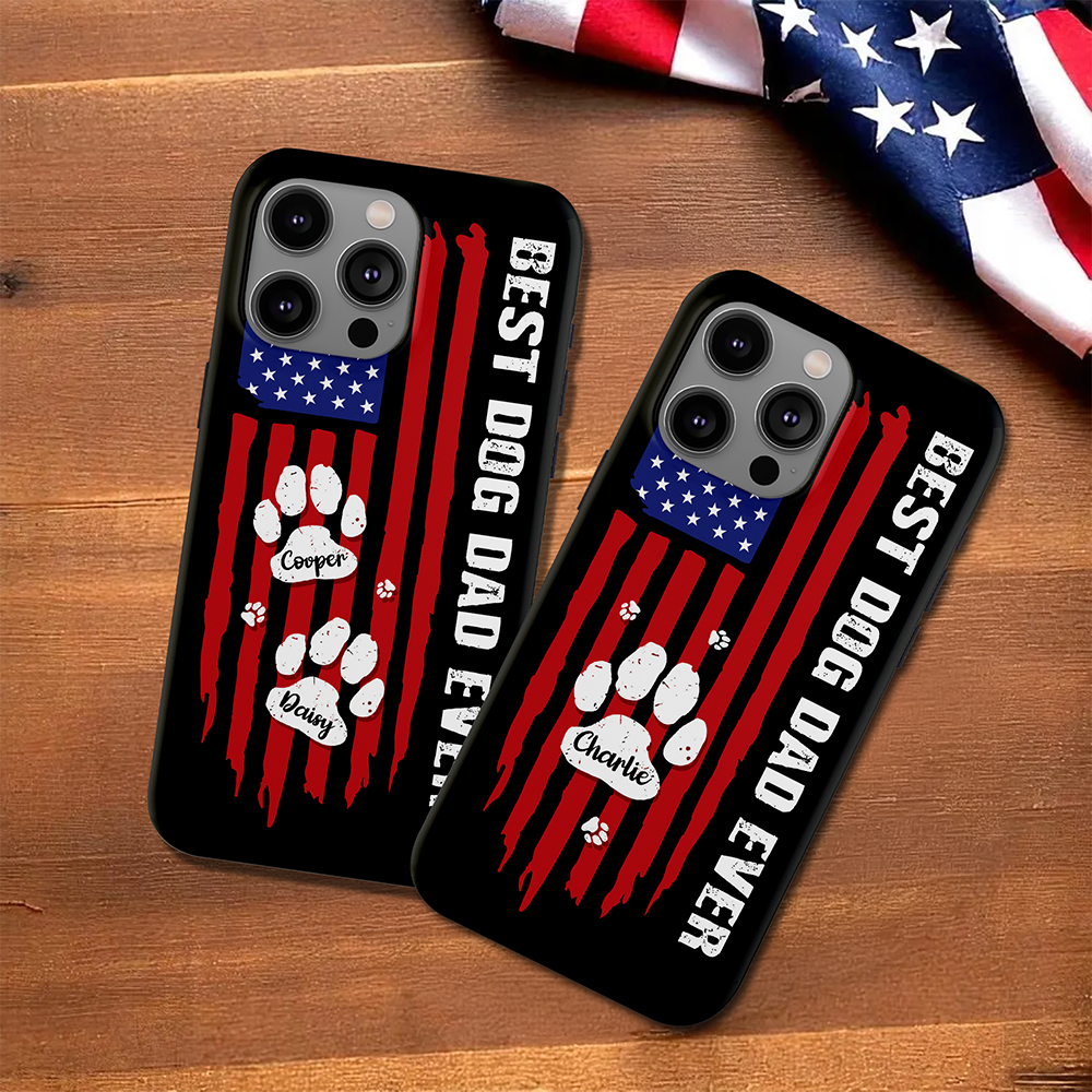 Custom Name Best Dog Dad Ever American Flag Phone Case TH10 169807