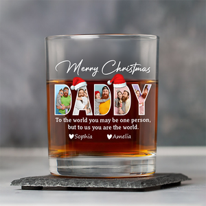 Custom Photo Merry Christmas Dad Family Whiskey Glass Gift For Dad HO82 894340
