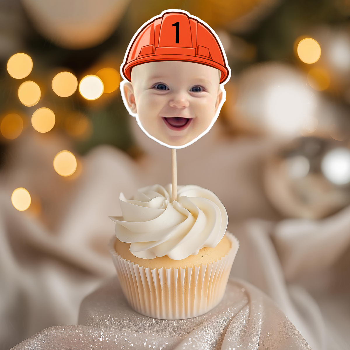 Custom Face Construction Kid Cupcake Toppers HO82 893580