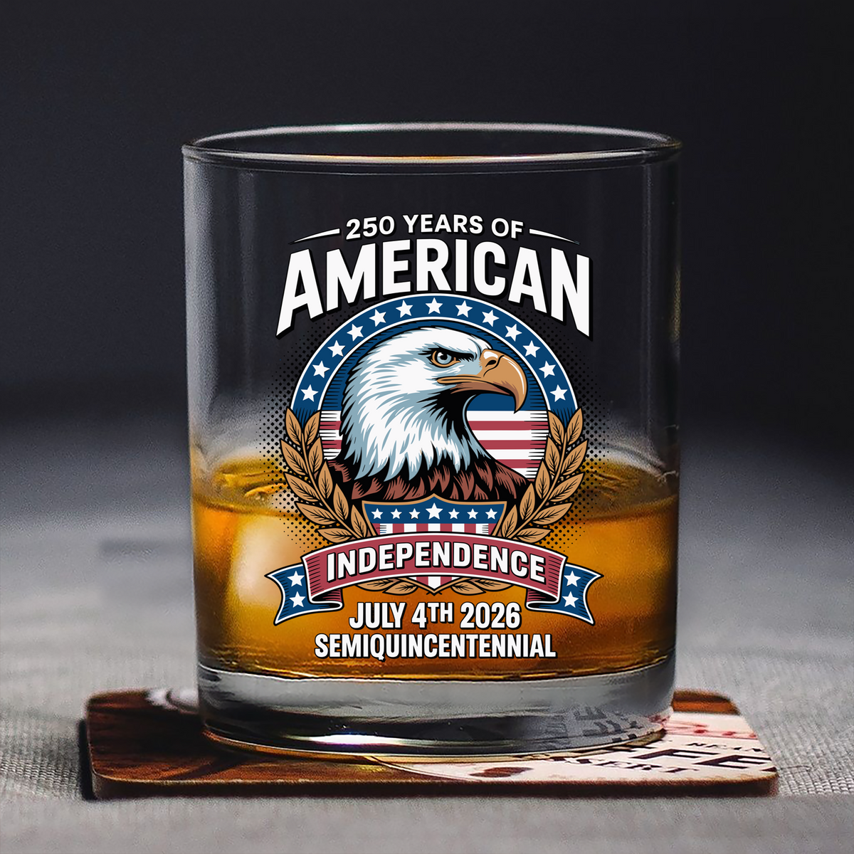 American 250 Years Independence Eagle - July 4th 2026 Whiskey Glass LM32 895253