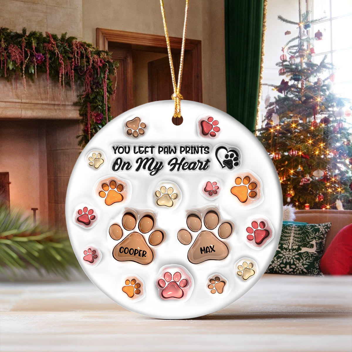 You Left Paw Prints On My Heart 3D Inflated Effect Ceramic Ornament Personalized Gift For Dog Lover HO82 894582