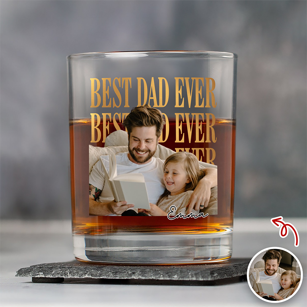 Custom Vintage Photo Best Dad Ever Whiskey Glass - Father’s Day Gift TH10 169843