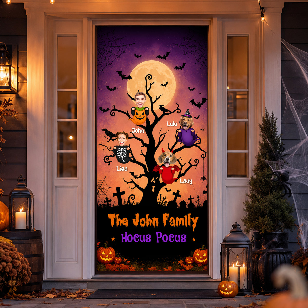 Custom Photo Halloween Gift For Family Little Monsters Door Cover - Door Decorations HO82 903150
