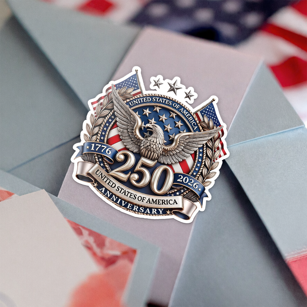 USA 250th Anniversary, 1776-2026 America Emblem Semiquincentennial Roll Sticker HA75 920354