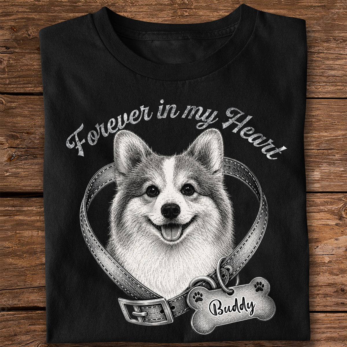 Custom Photo Forever In My Heart Dog Memorial Dark Shirt - Sympathy Gift for Dog Lovers HA75 921894