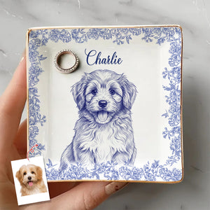 Custom Photo Dog Cat Toile De Jouy Style Jewelry Dish HA75 898320