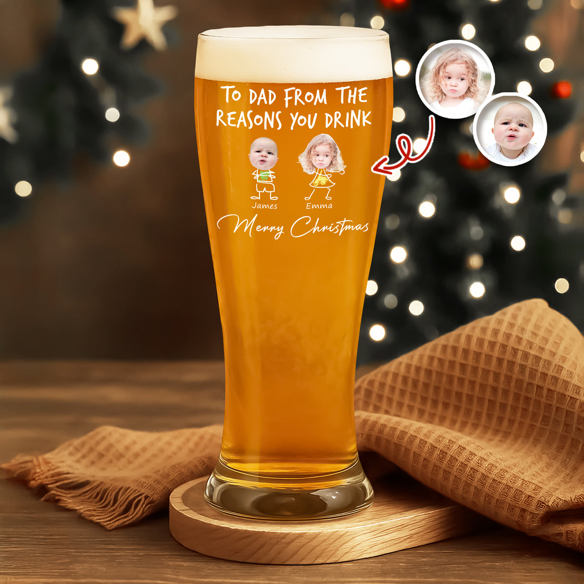 Custom Photo To Dad From The Reasons You Drink Pilsner Glass HA75 892752