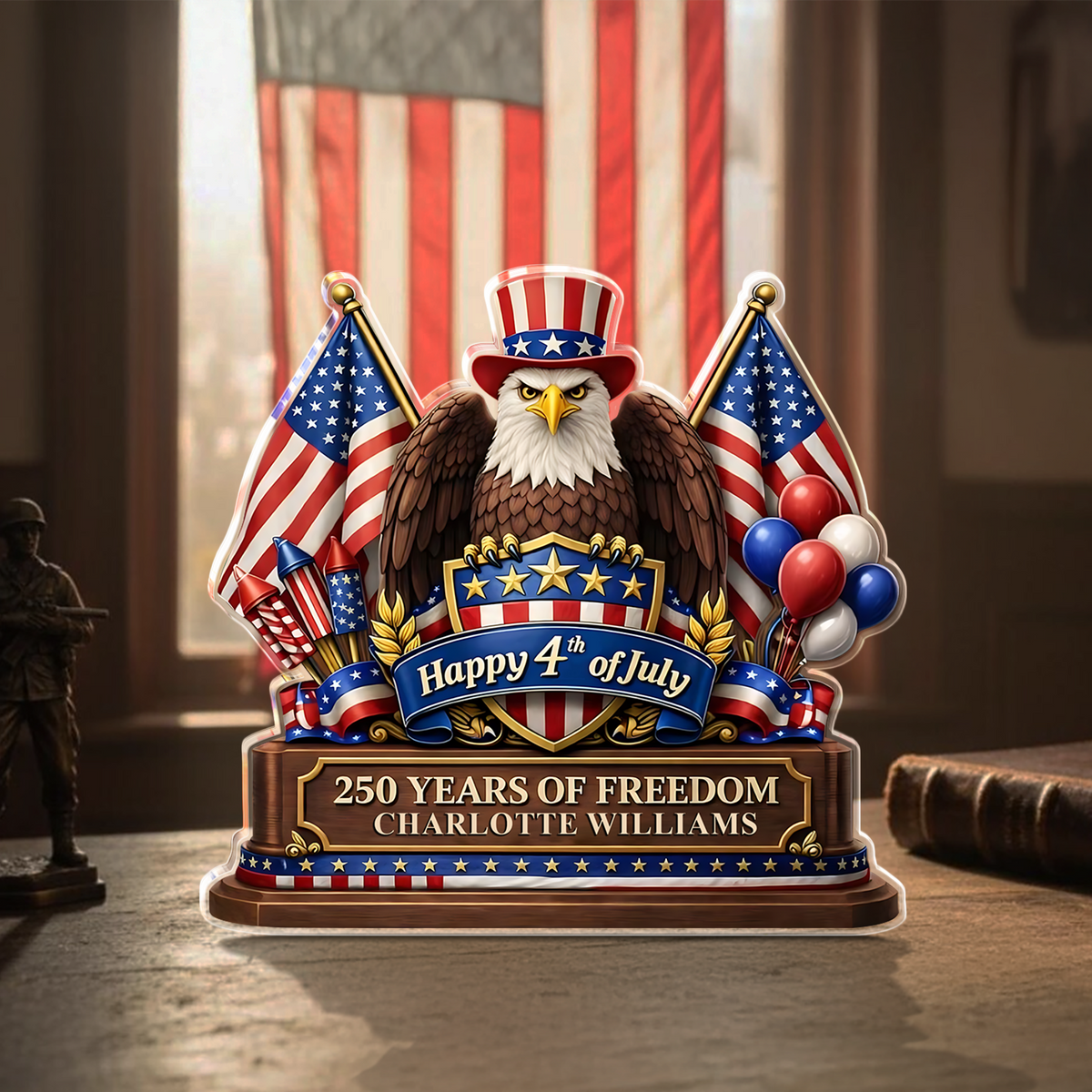 Personalized 250 Years of Freedom Acrylic Block Plaque Happy 4th of July HO82 902842