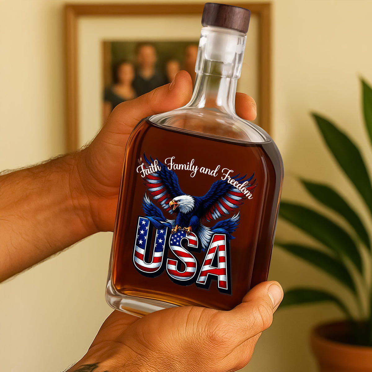 Faith, Family & Freedom America 250 Years Patriotic Whiskey Bottle LM32 897357