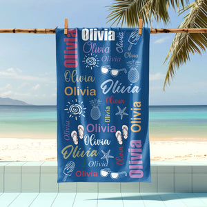 Custom Multi-Color Name Summery Beach Towels Summer Gift For Family, Friends HO82 893938