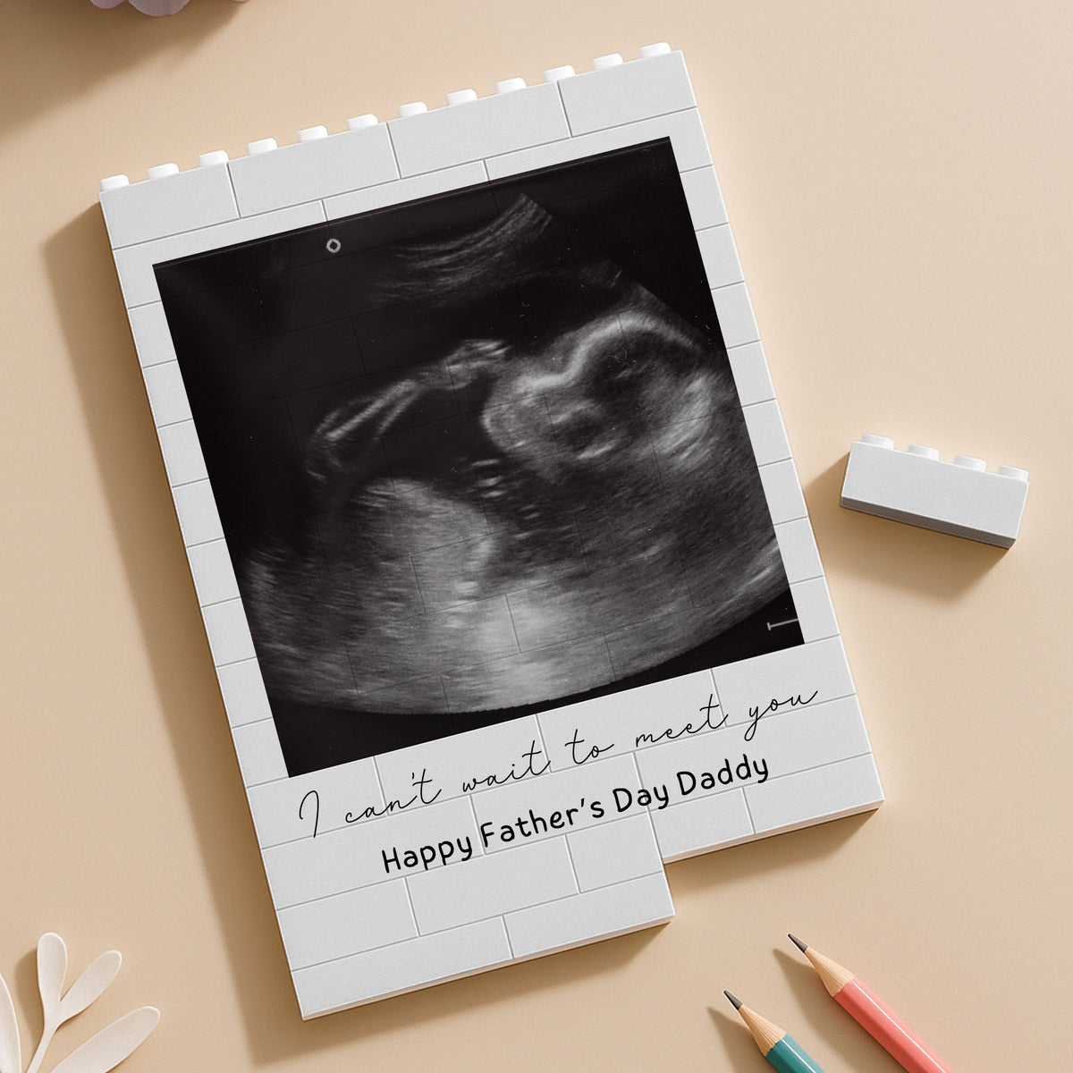 Custom Photo I Cannot Wait To Meet You Baby Scan Building Brick Blocks Happy Father's Day TH10 898853