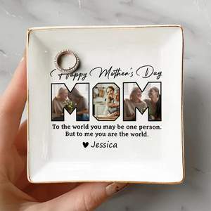 Custom Photo Happy Mother's Day To My World Jewelry Dish LM32 893147