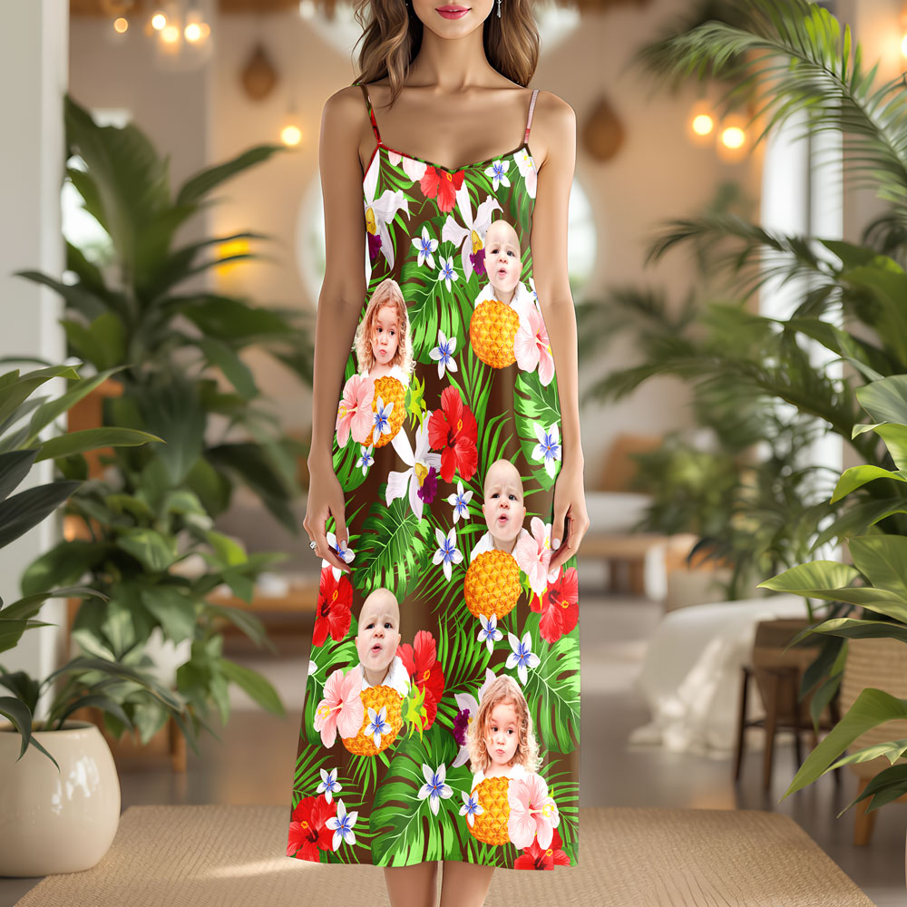 Custom Photo Women's V-Neck Cami Maxi Dress HO82 893620