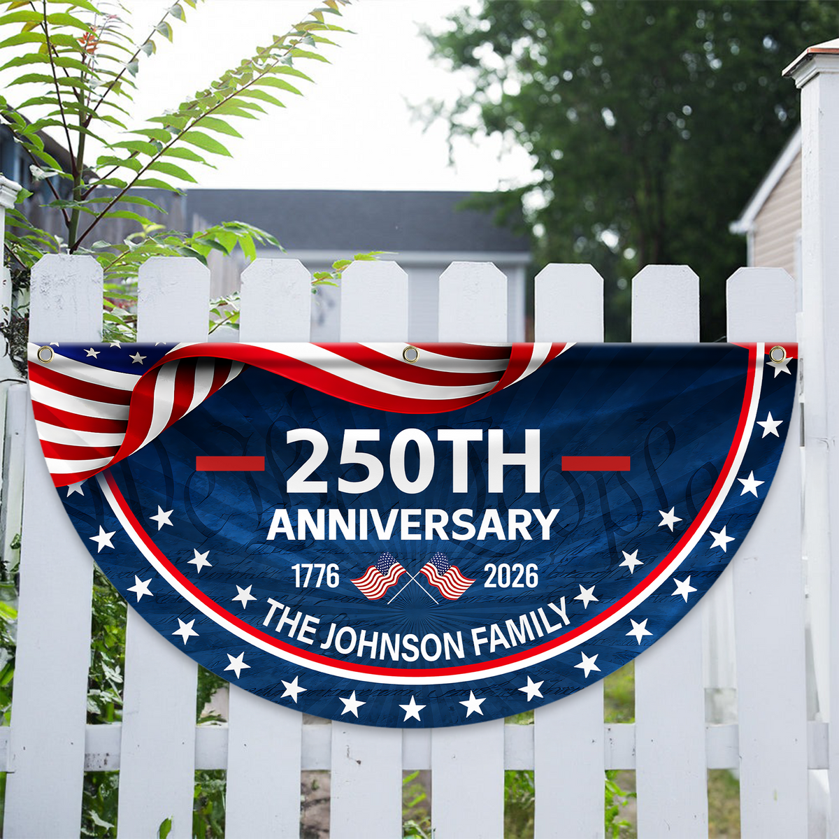 Custom Family Name 250th Anniversary 1776-2026 America Non-Pleated Fan Flag HA75 898792