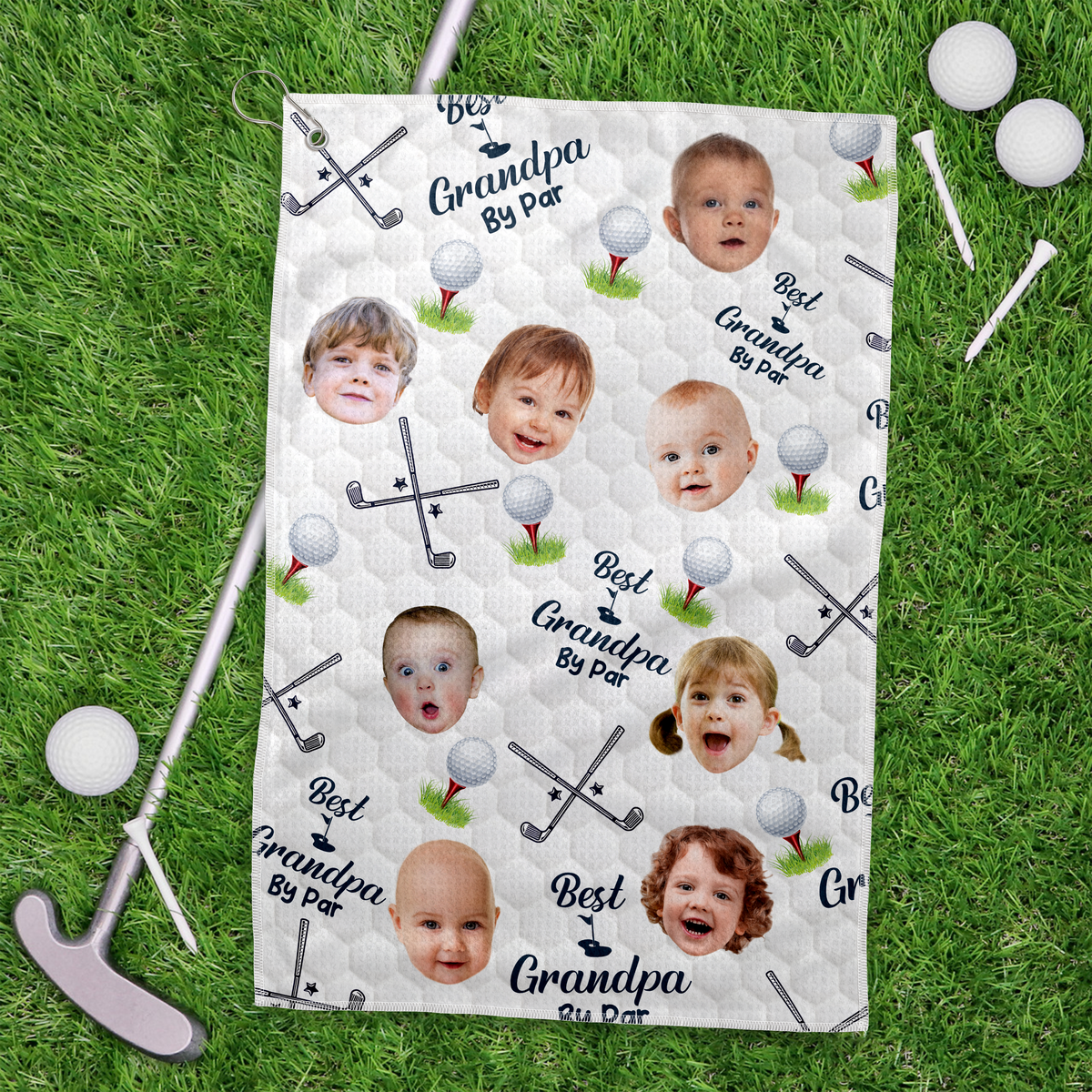Custom Photo Best Grandpa By Par Golf Towel Gift For Dad, Grandpa, Golf Lover HO82 902168