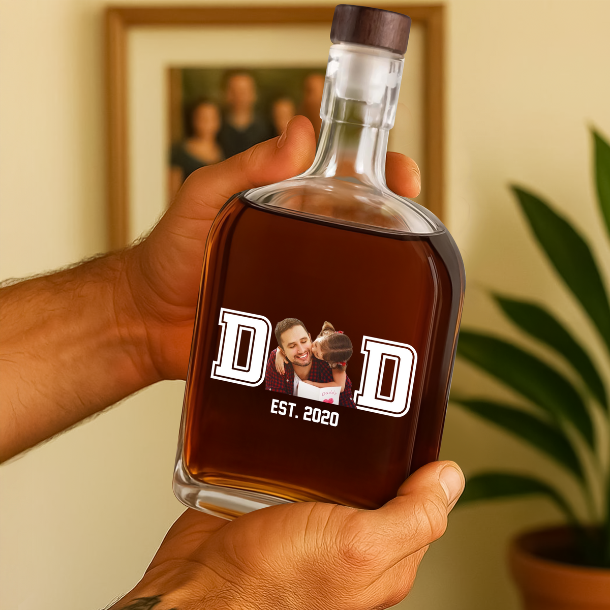 Custom Photo Dad & Kid Whiskey Bottle Father's Day Gift For Dad CH07 896000