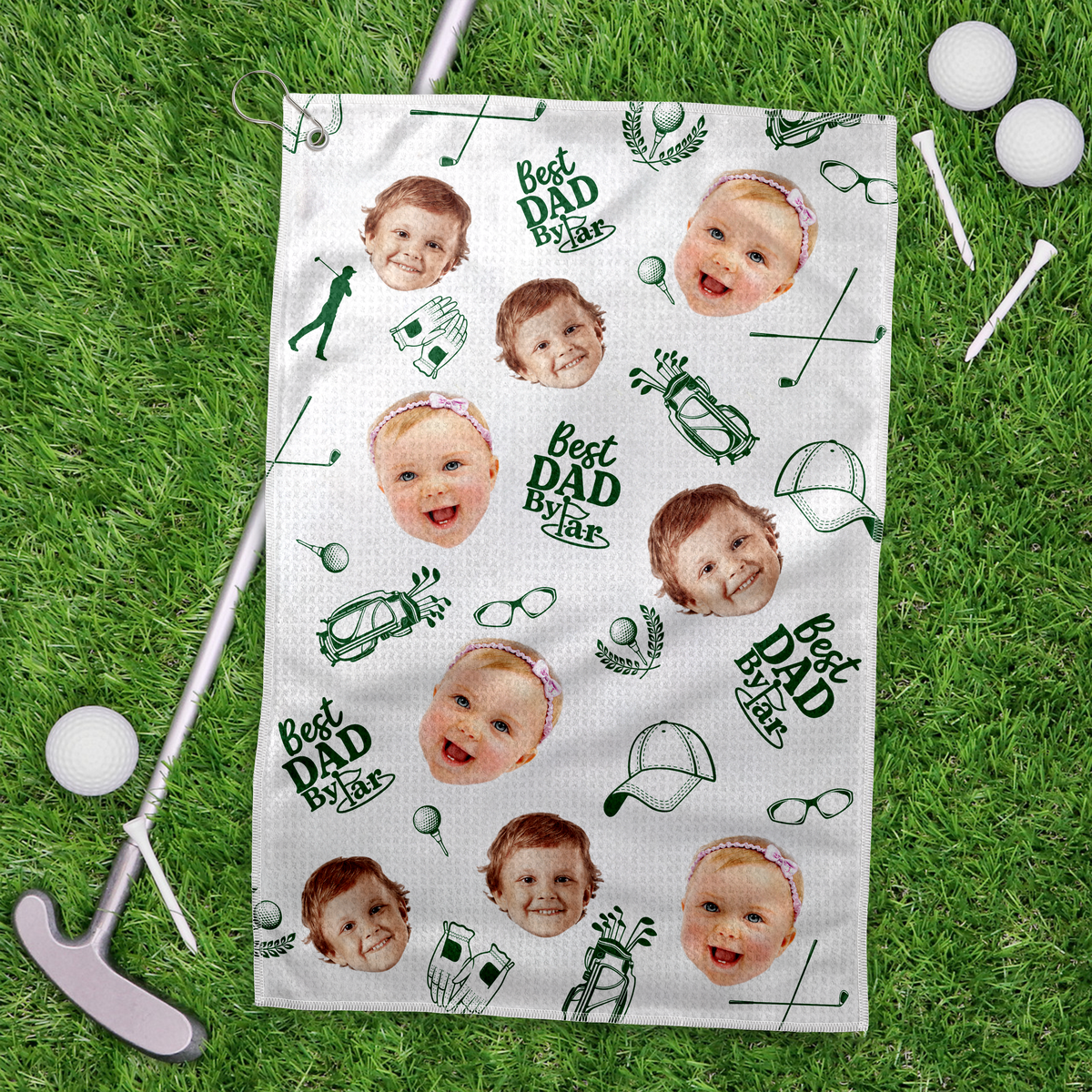 Custom Photo Best Dad By Par Golf Towel - Funny Gift for Dad, Husband, Golfer LM32 899975